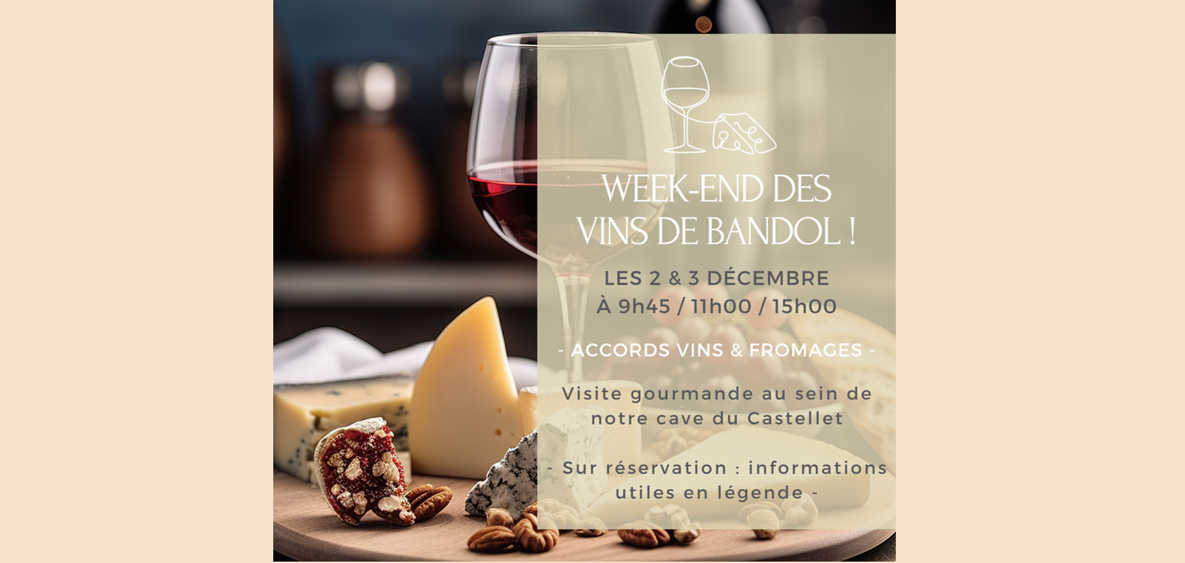 affiche activité vins et fromages pour le week-end des vins de bandol